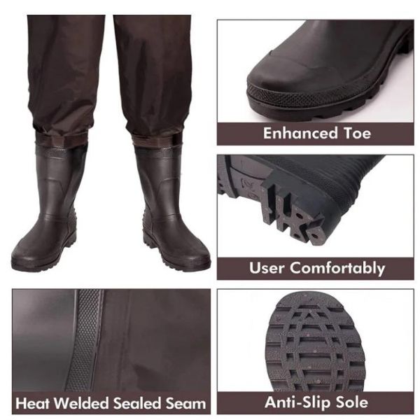  Waders with Boots for Men & Women, Nylon/PVC Lightweight Fishing Wader with Boots Hanger